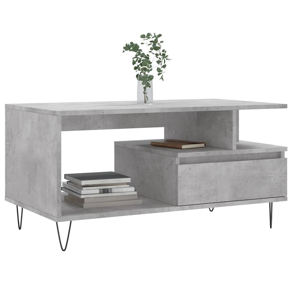 vidaXL Coffee Table Concrete Grey 90x49x45 cm Engineered Wood
