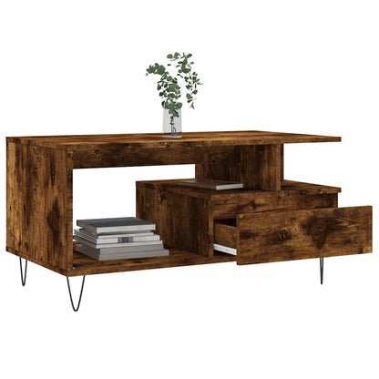 vidaXL Coffee Table Smoked Oak 90x49x45 cm Engineered Wood