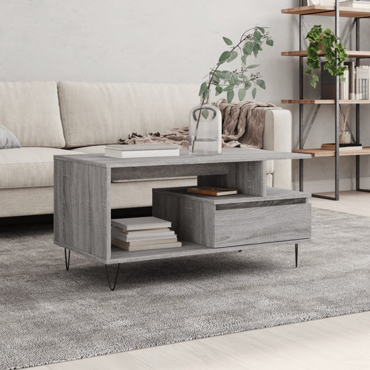 vidaXL Coffee Table Grey Sonoma 90x49x45 cm Engineered Wood
