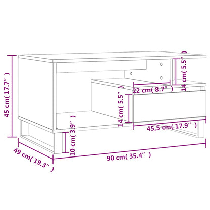 vidaXL Coffee Table White 90x49x45 cm Engineered Wood