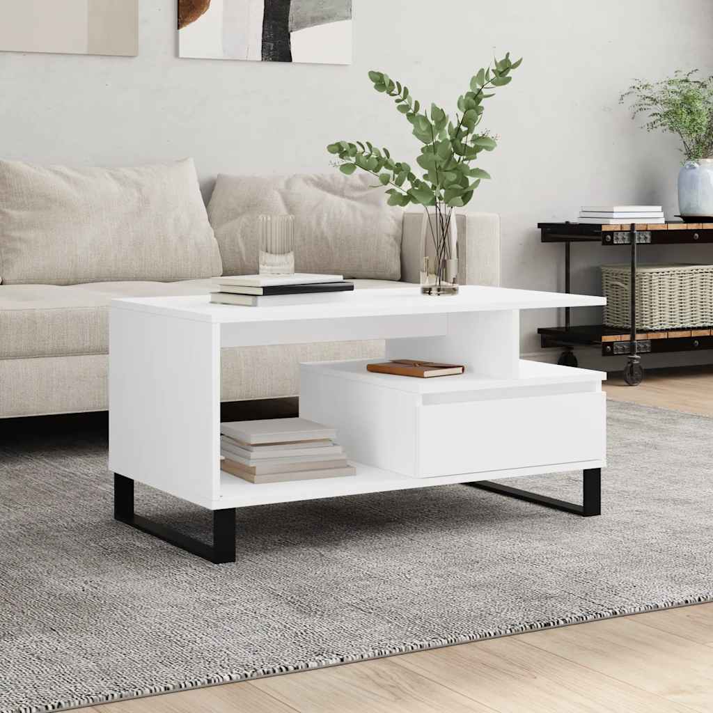 vidaXL Coffee Table White 90x49x45 cm Engineered Wood