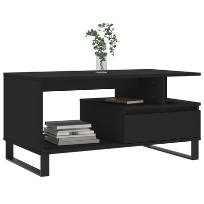 vidaXL Coffee Table Black 90x49x45 cm Engineered Wood
