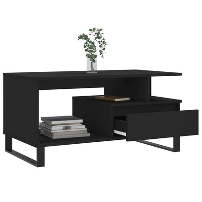 vidaXL Coffee Table Black 90x49x45 cm Engineered Wood