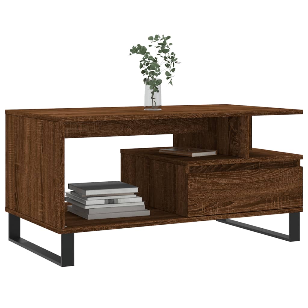 vidaXL Coffee Table Brown Oak 90x49x45 cm Engineered Wood