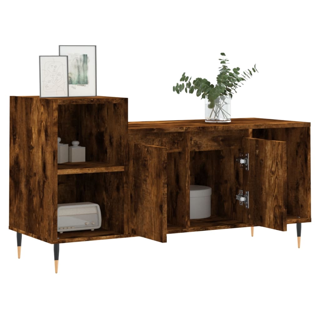 vidaXL TV Cabinet Smoked Oak 100x35x55 cm Engineered Wood