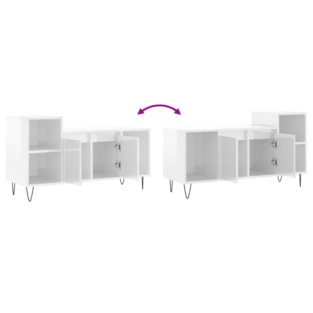 vidaXL TV Cabinet High Gloss White 100x35x55 cm Engineered Wood