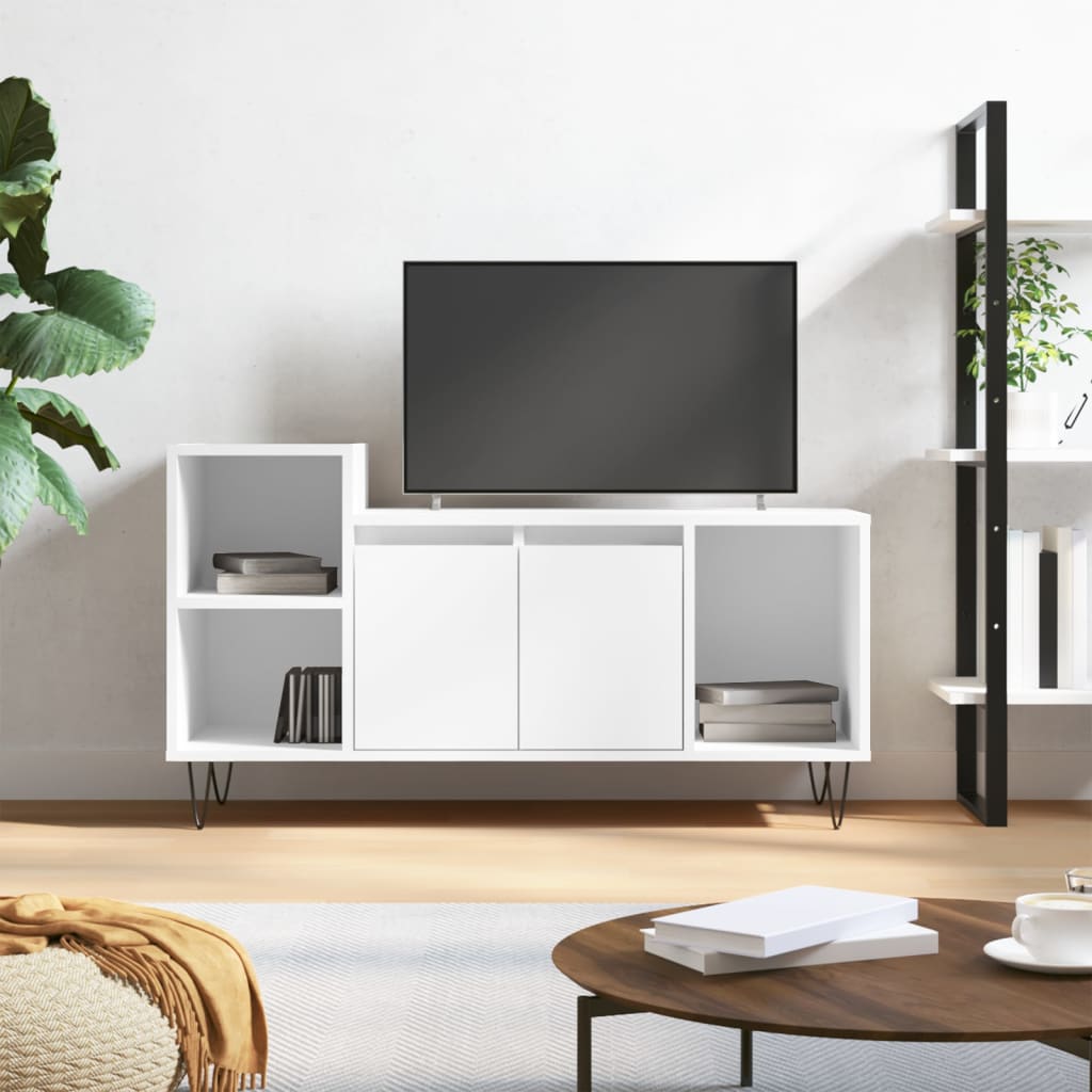 vidaXL TV Cabinet High Gloss White 100x35x55 cm Engineered Wood