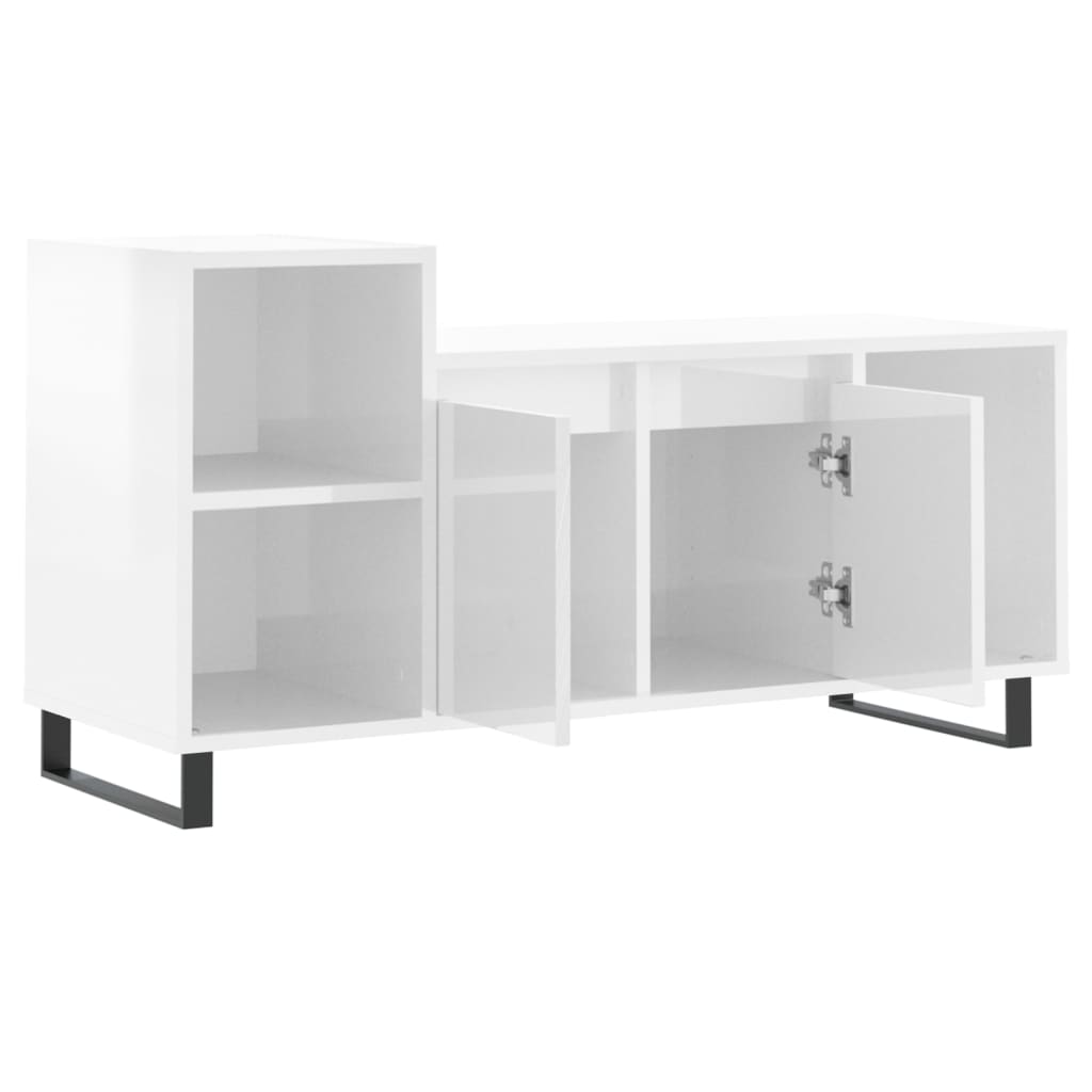 vidaXL TV Cabinet High Gloss White 100x35x55 cm Engineered Wood
