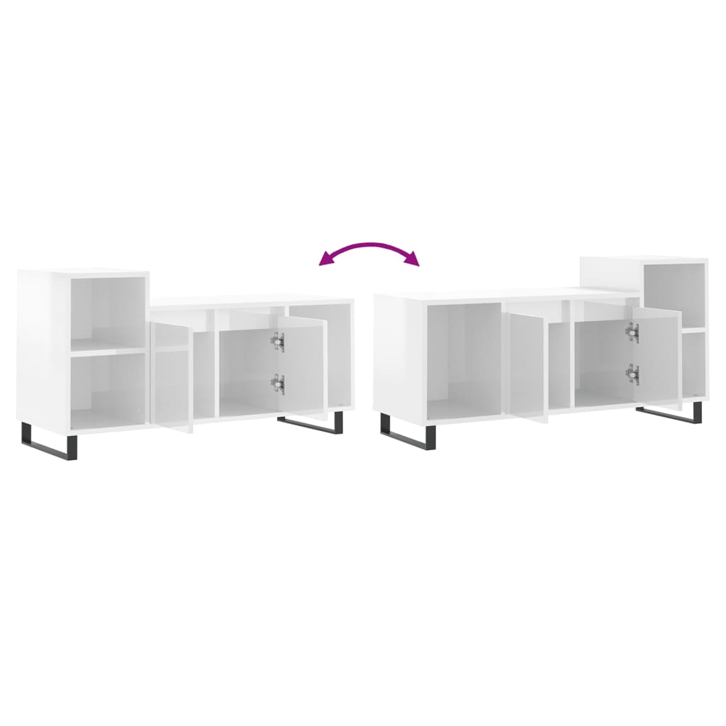 vidaXL TV Cabinet High Gloss White 100x35x55 cm Engineered Wood