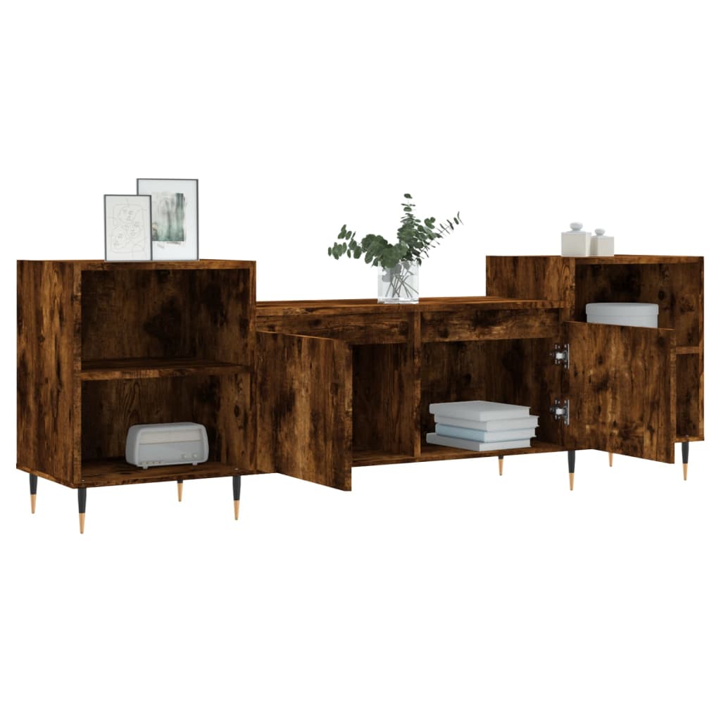 vidaXL TV Cabinet Smoked Oak 160x35x55 cm Engineered Wood