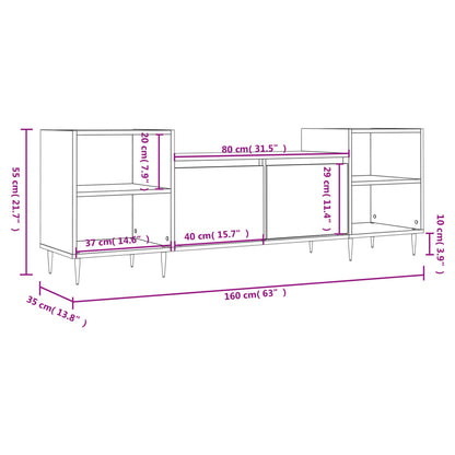 vidaXL TV Cabinet Smoked Oak 160x35x55 cm Engineered Wood