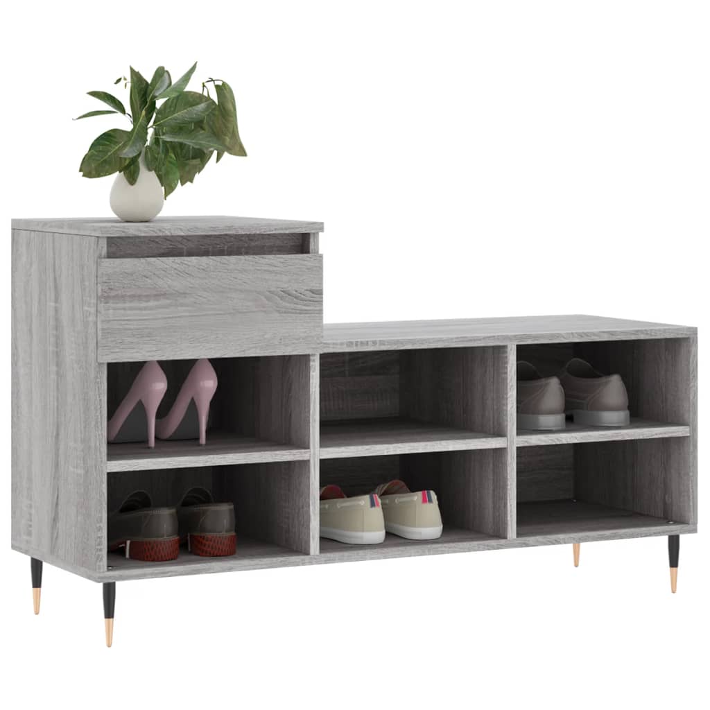 vidaXL Shoe Cabinet Grey Sonoma 102x36x60 cm Engineered Wood