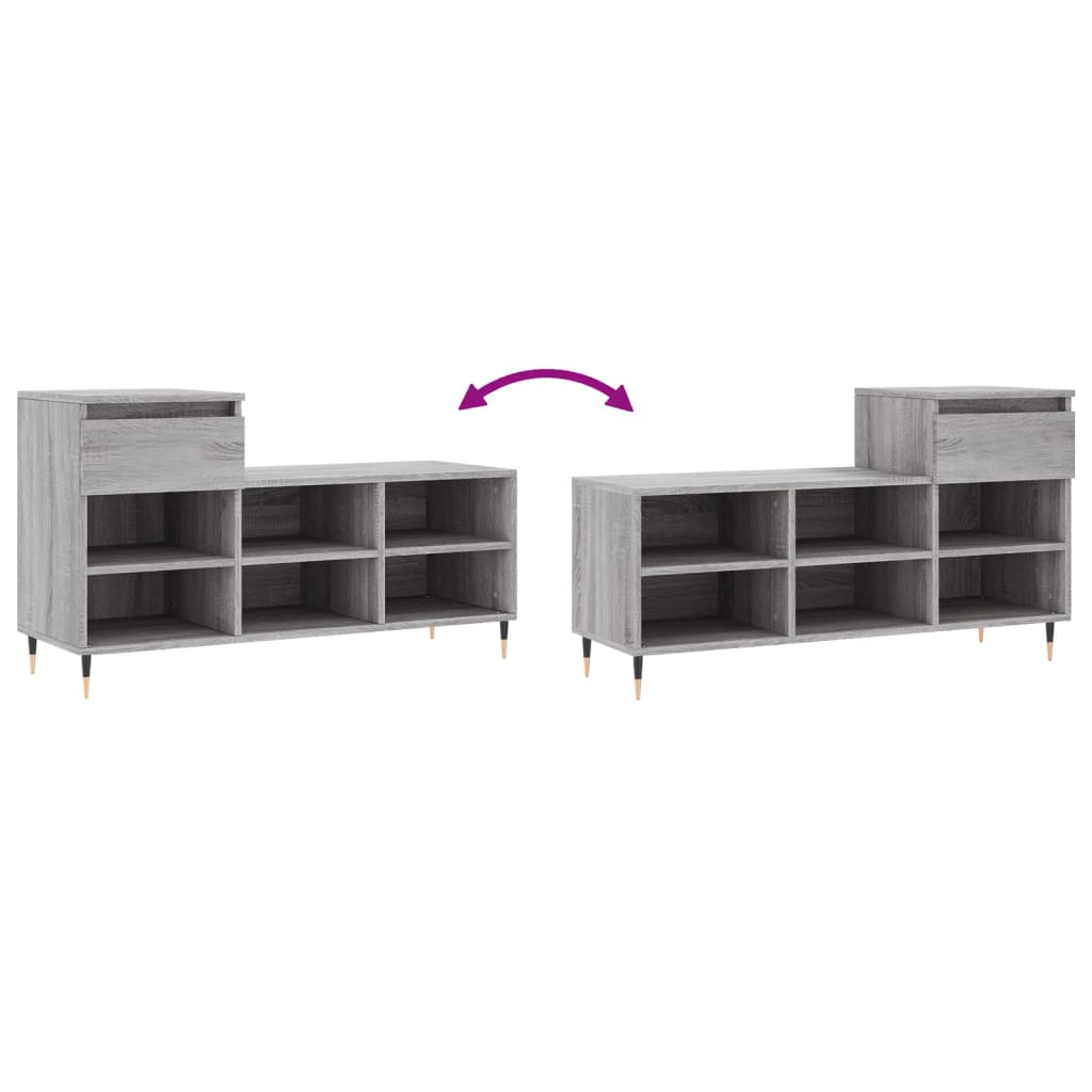 vidaXL Shoe Cabinet Grey Sonoma 102x36x60 cm Engineered Wood