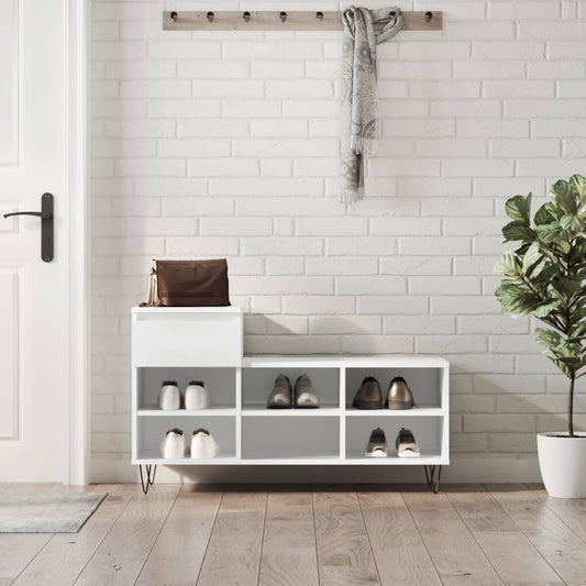 vidaXL Shoe Cabinet White 102x36x60 cm Engineered Wood