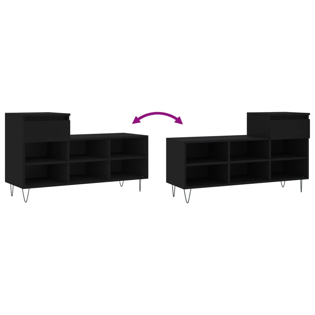 vidaXL Shoe Cabinet Black 102x36x60 cm Engineered Wood