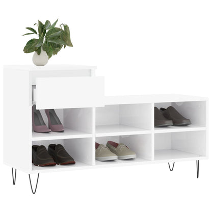 vidaXL Shoe Cabinet High Gloss White 102x36x60 cm Engineered Wood