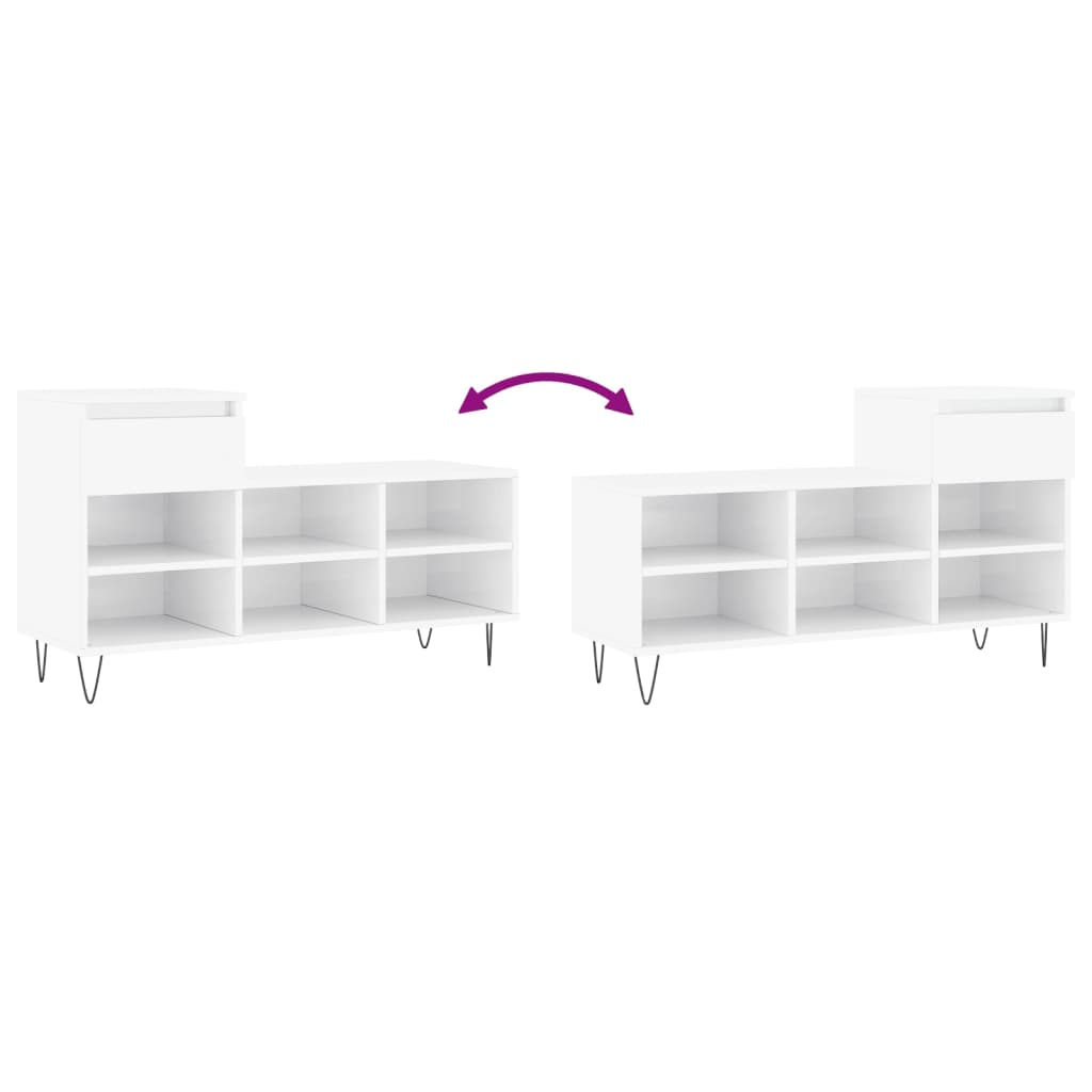 vidaXL Shoe Cabinet High Gloss White 102x36x60 cm Engineered Wood