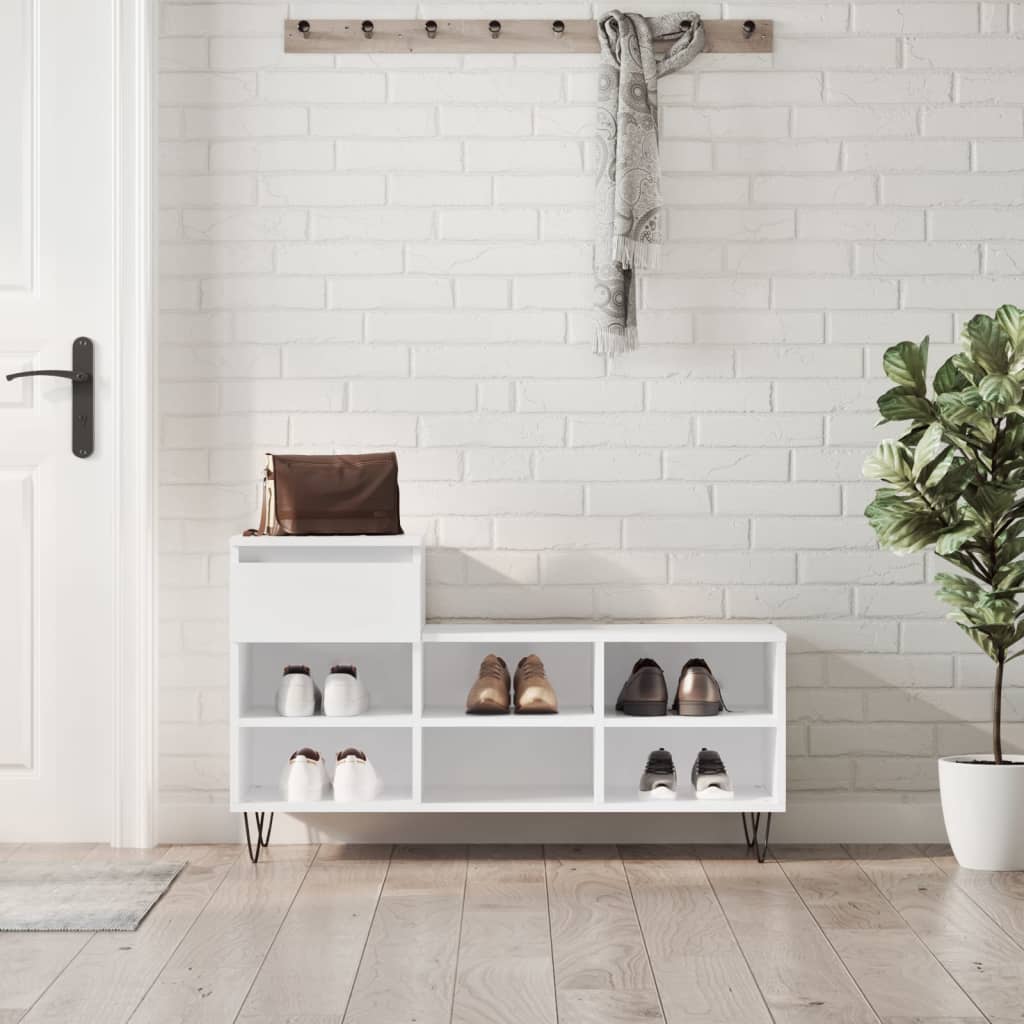 vidaXL Shoe Cabinet High Gloss White 102x36x60 cm Engineered Wood