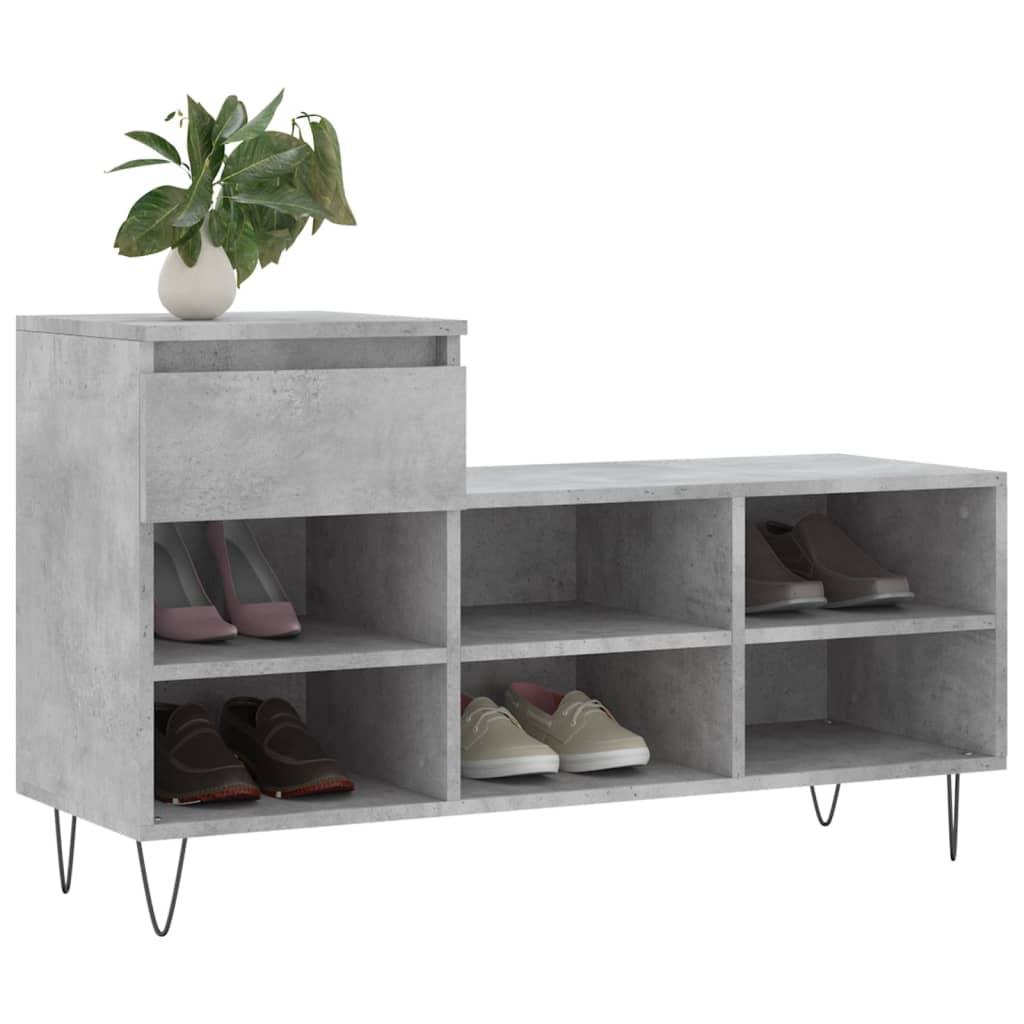 vidaXL Shoe Cabinet Concrete Grey 102x36x60 cm Engineered Wood