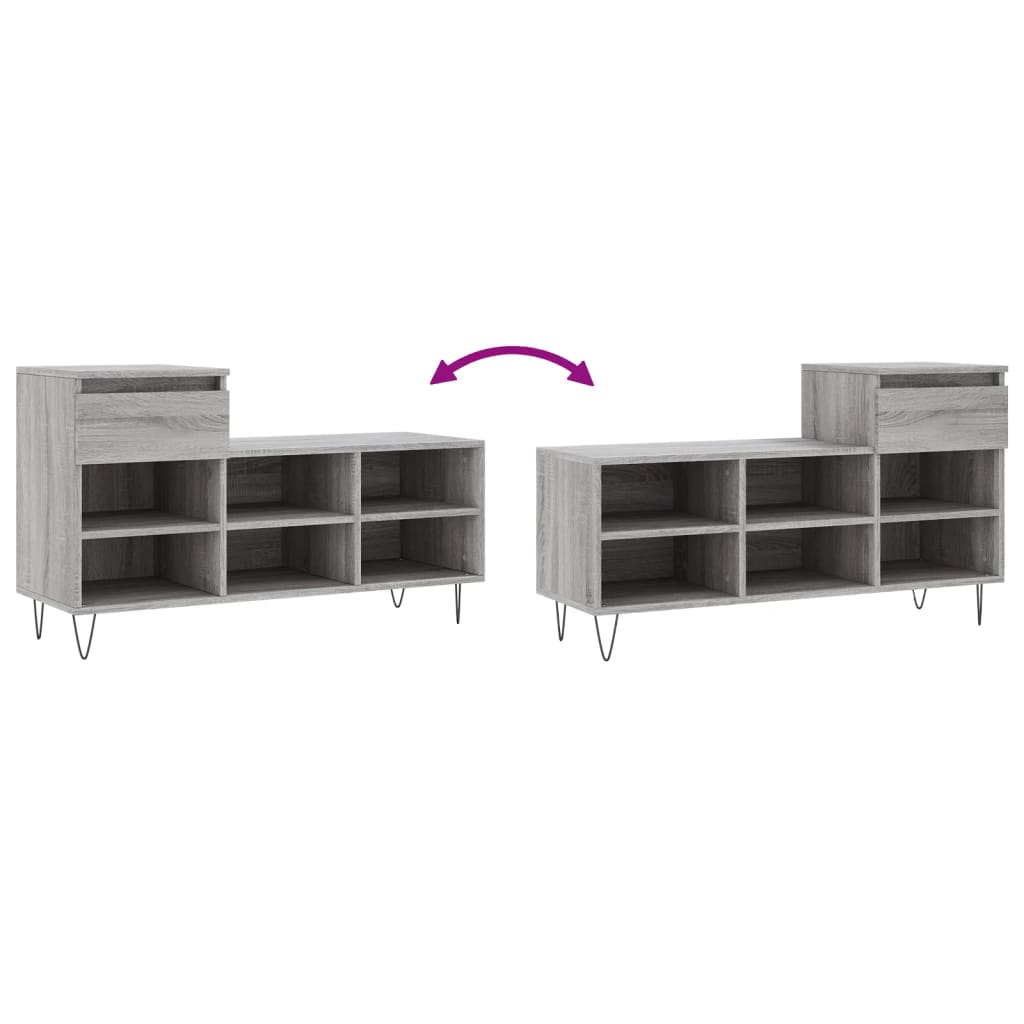 vidaXL Shoe Cabinet Grey Sonoma 102x36x60 cm Engineered Wood