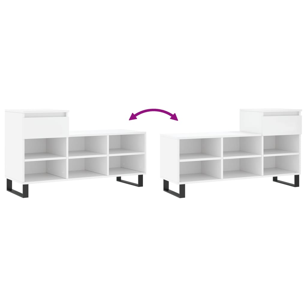 vidaXL Shoe Cabinet White 102x36x60 cm Engineered Wood
