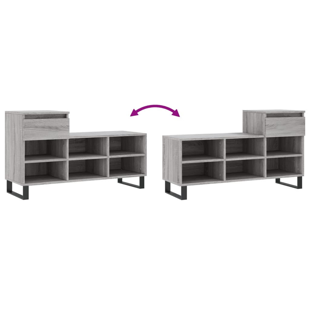 vidaXL Shoe Cabinet Grey Sonoma 102x36x60 cm Engineered Wood