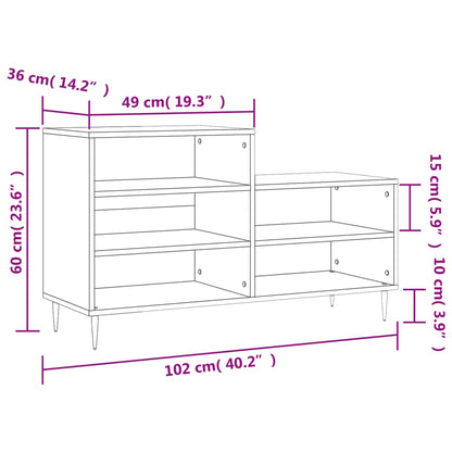 vidaXL Shoe Cabinet Grey Sonoma 102x36x60 cm Engineered Wood