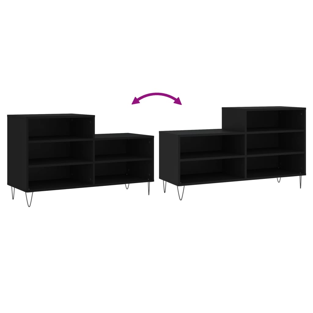 vidaXL Shoe Cabinet Black 102x36x60 cm Engineered Wood