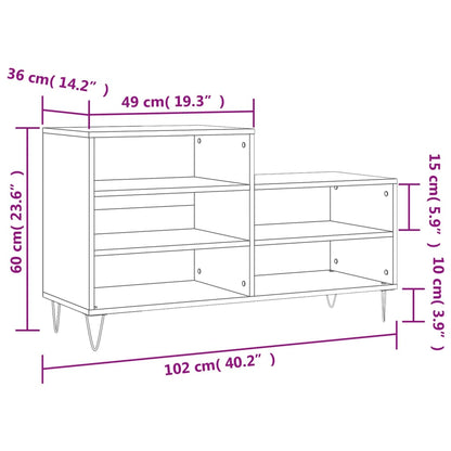 vidaXL Shoe Cabinet Concrete Grey 102x36x60 cm Engineered Wood