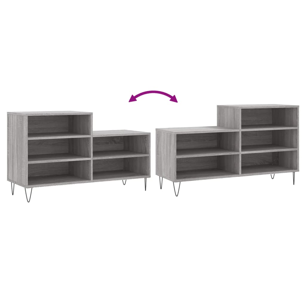 vidaXL Shoe Cabinet Grey Sonoma 102x36x60 cm Engineered Wood