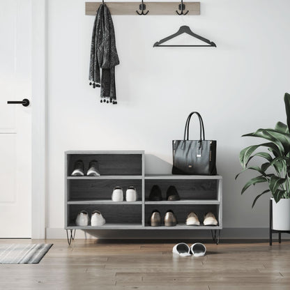 vidaXL Shoe Cabinet Grey Sonoma 102x36x60 cm Engineered Wood