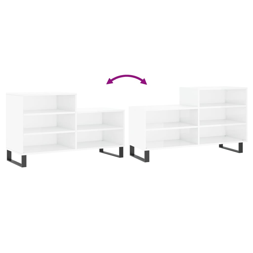 vidaXL Shoe Cabinet High Gloss White 102x36x60 cm Engineered Wood