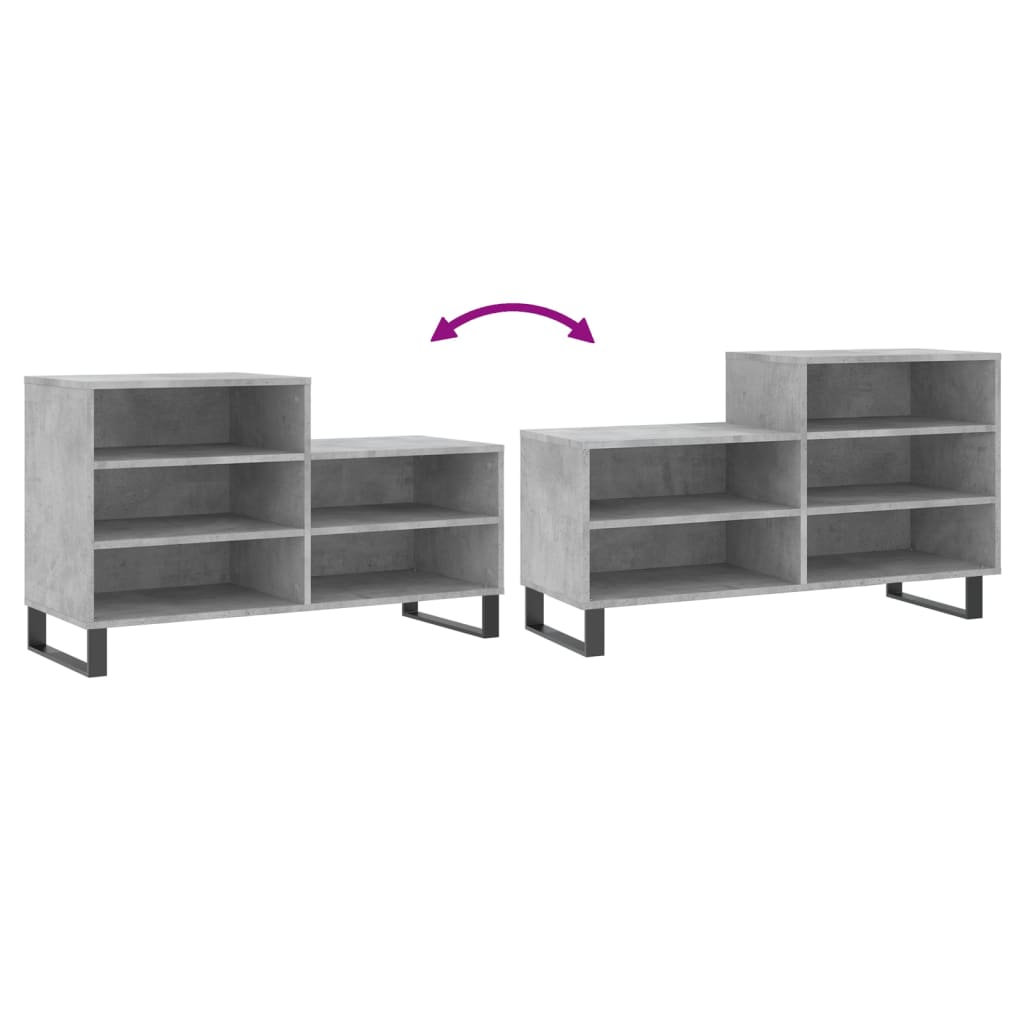vidaXL Shoe Cabinet Concrete Grey 102x36x60 cm Engineered Wood