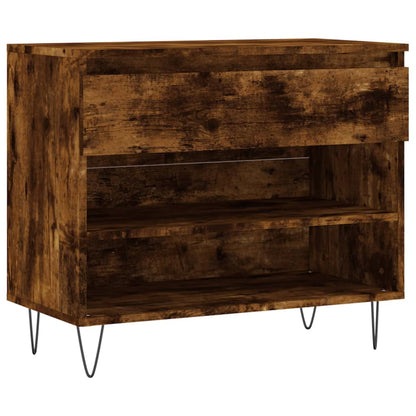 vidaXL Shoe Cabinet Smoked Oak 70x36x60 cm Engineered Wood