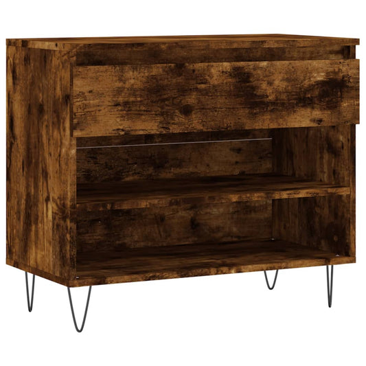 vidaXL Shoe Cabinet Smoked Oak 70x36x60 cm Engineered Wood