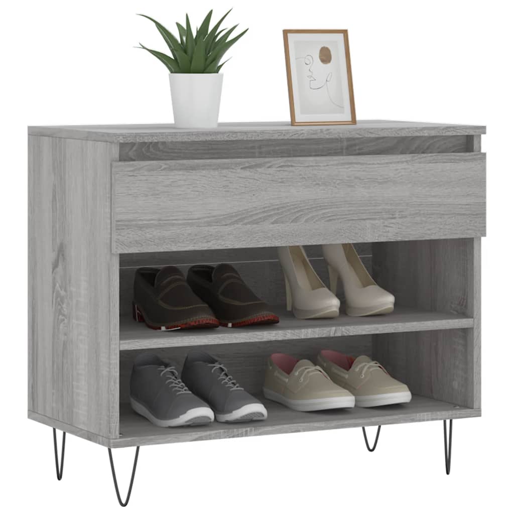 vidaXL Shoe Cabinet Grey Sonoma 70x36x60 cm Engineered Wood