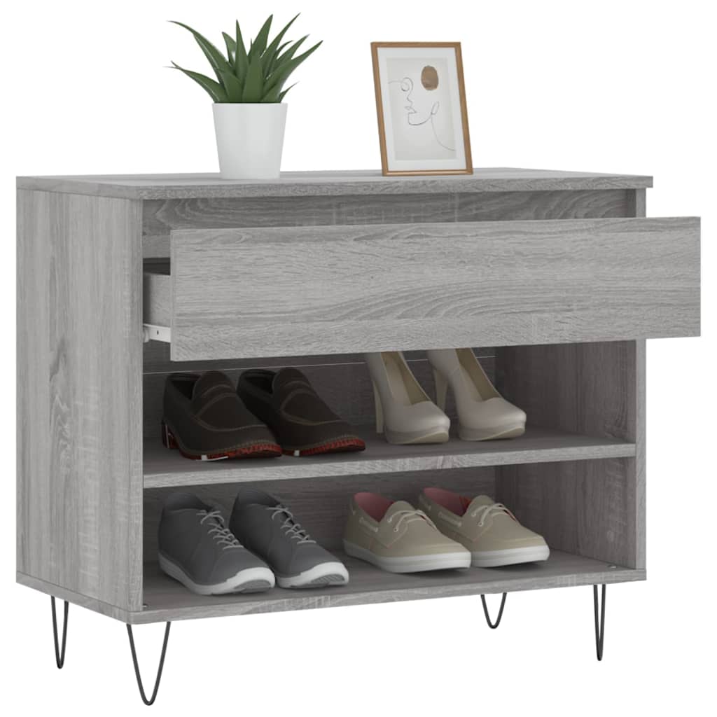 vidaXL Shoe Cabinet Grey Sonoma 70x36x60 cm Engineered Wood