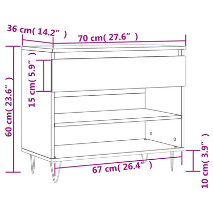vidaXL Shoe Cabinet Grey Sonoma 70x36x60 cm Engineered Wood