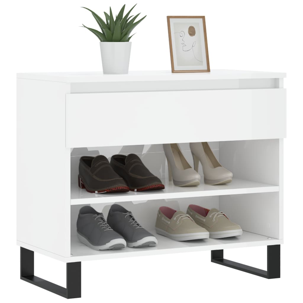 vidaXL Shoe Cabinet High Gloss White 70x36x60 cm Engineered Wood