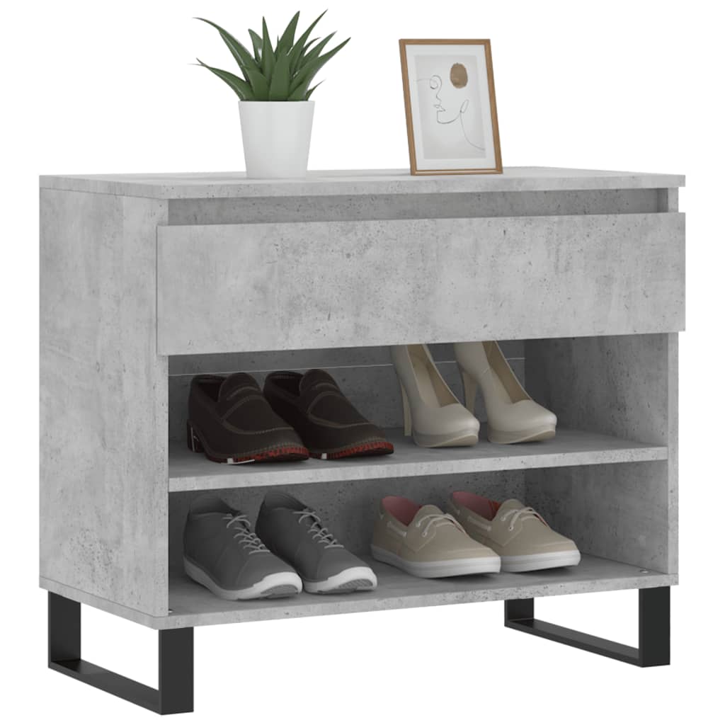vidaXL Shoe Cabinet Concrete Grey 70x36x60 cm Engineered Wood