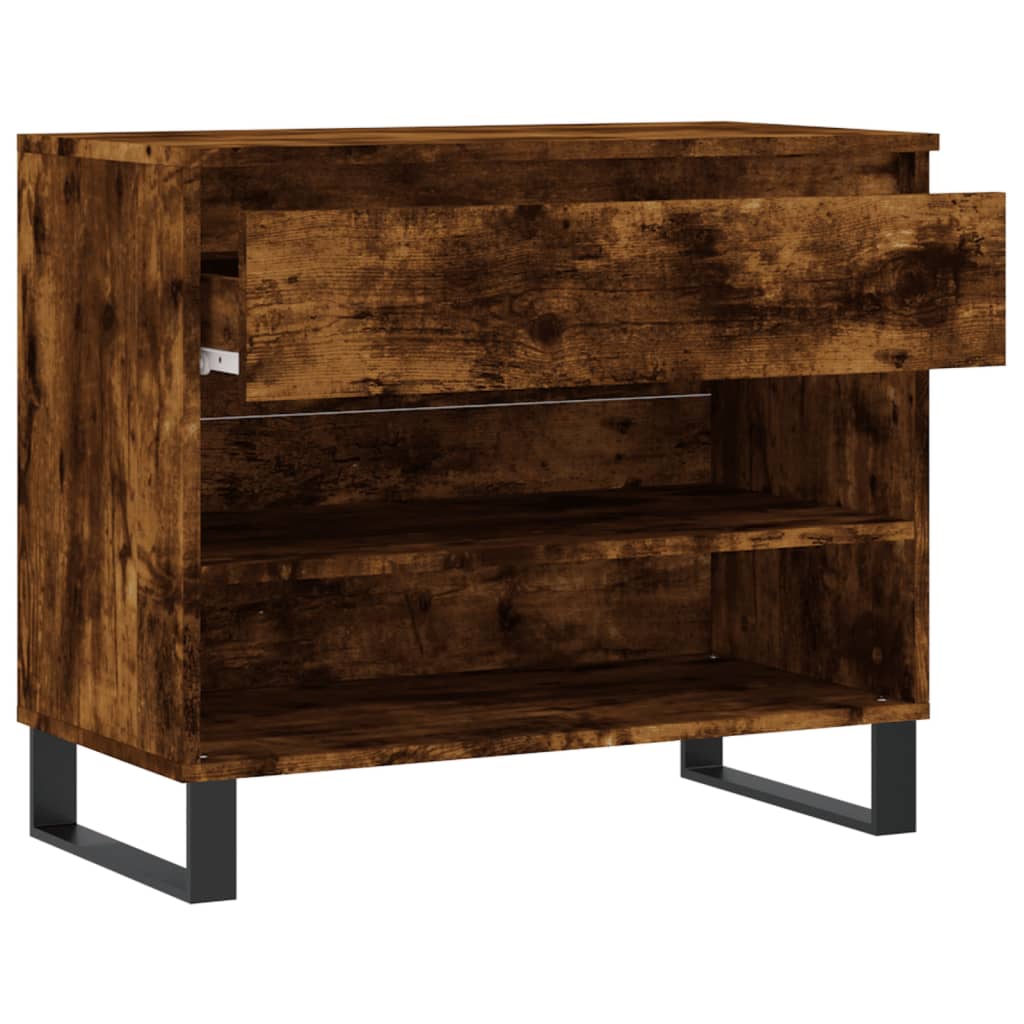 vidaXL Shoe Cabinet Smoked Oak 70x36x60 cm Engineered Wood