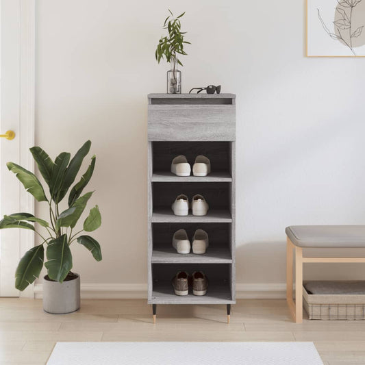 vidaXL Shoe Cabinet Grey Sonoma 40x36x105 cm Engineered Wood