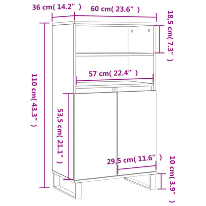 vidaXL Highboard White 60x36x110 cm Engineered Wood