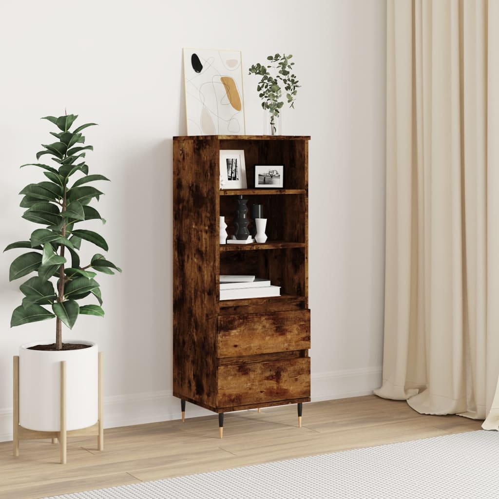 vidaXL Highboard Smoked Oak 40x36x110 cm Engineered Wood