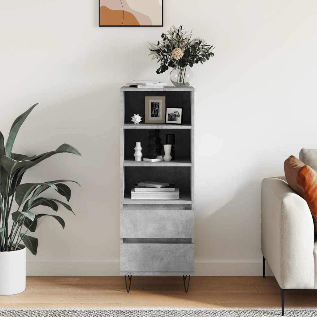 vidaXL Highboard Concrete Grey 40x36x110 cm Engineered Wood