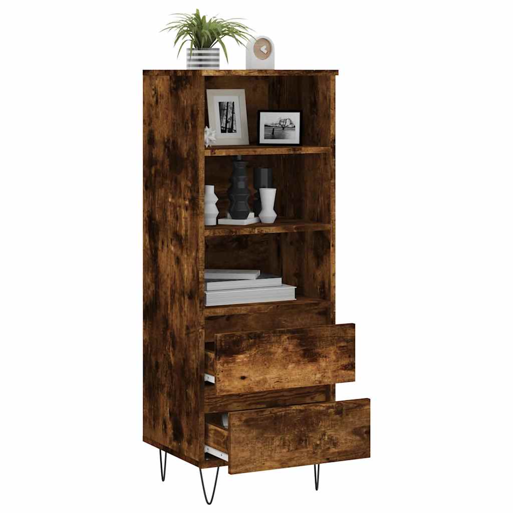 vidaXL Highboard Smoked Oak 40x36x110 cm Engineered Wood