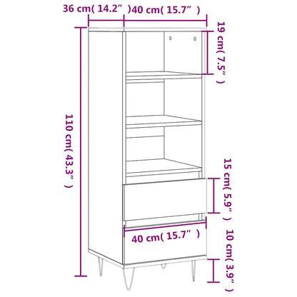 vidaXL Highboard Smoked Oak 40x36x110 cm Engineered Wood