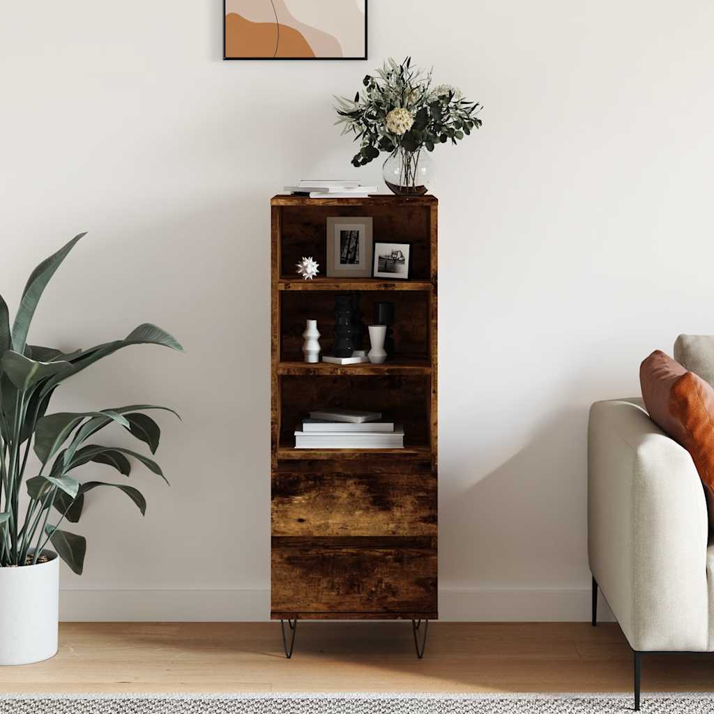 vidaXL Highboard Smoked Oak 40x36x110 cm Engineered Wood
