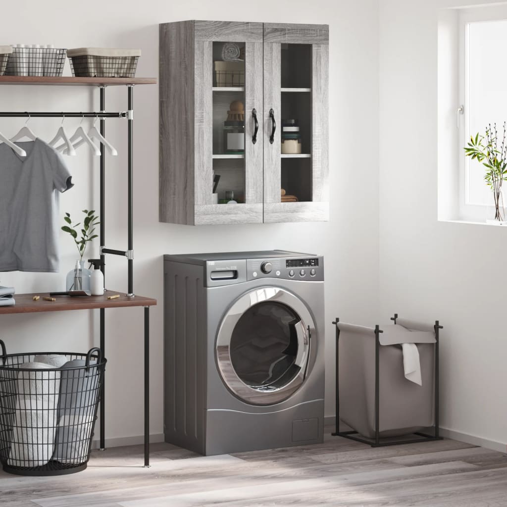 vidaXL Wall Mounted Cabinet Grey Sonoma 69,5x34x90 cm Engineered Wood