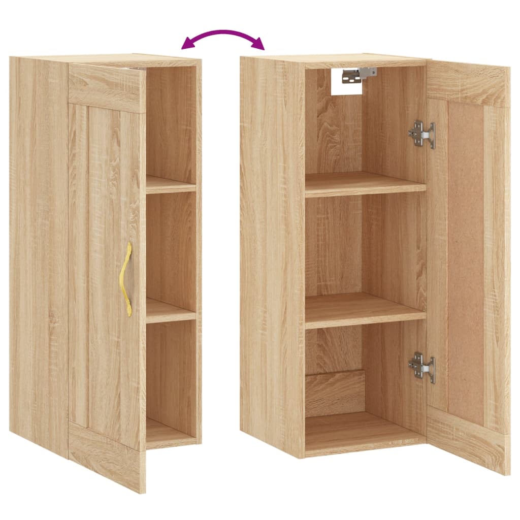 vidaXL Wall Mounted Cabinet Sonoma Oak 34.5x34x90 cm Engineered Wood